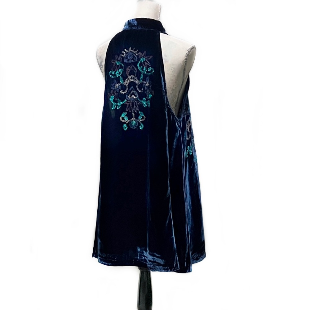 Free People Blue velvet sequin swing dress - Picture 10 of 16